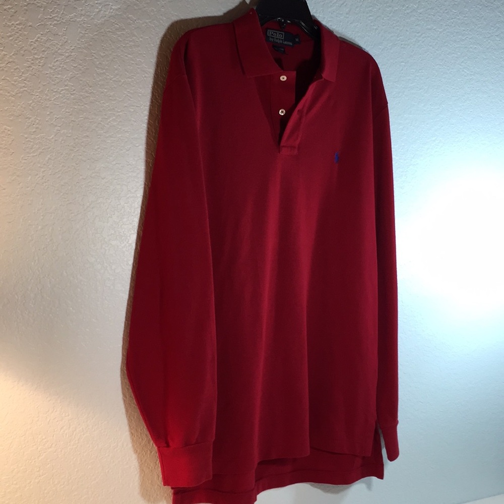 POLO long sleeve red men's classic polo, med, EUC! - Picture 3 of 7